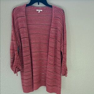 Maurices Dusty Rose Open-Knit Cardigan
